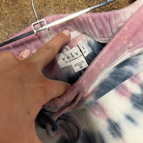 Velvet by Graham and Spencer- Hallie Tie Dye Fleece Sweatpants in Twilight - Picture 2 of 5